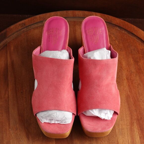 Charlotte Stone Pink Sandals with Wooden Platform - Picture 2 of 16